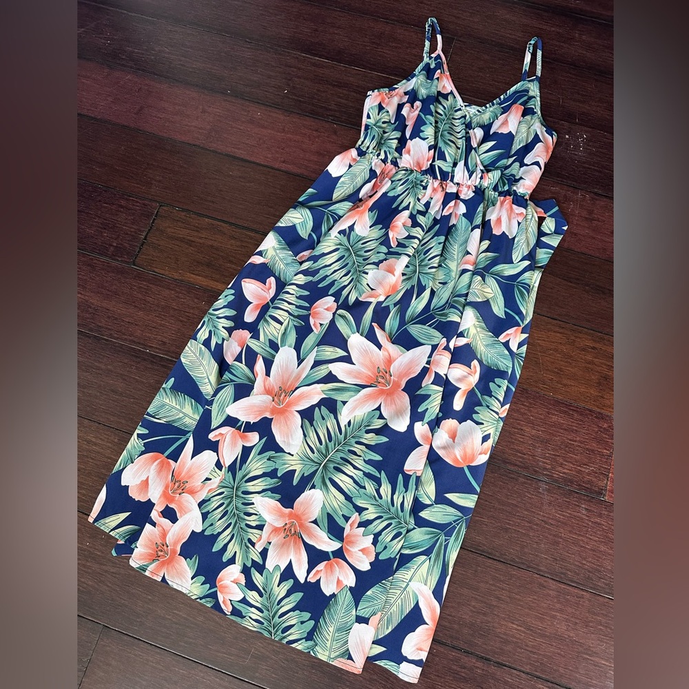 Floral Maxi Dress with Tropical Print